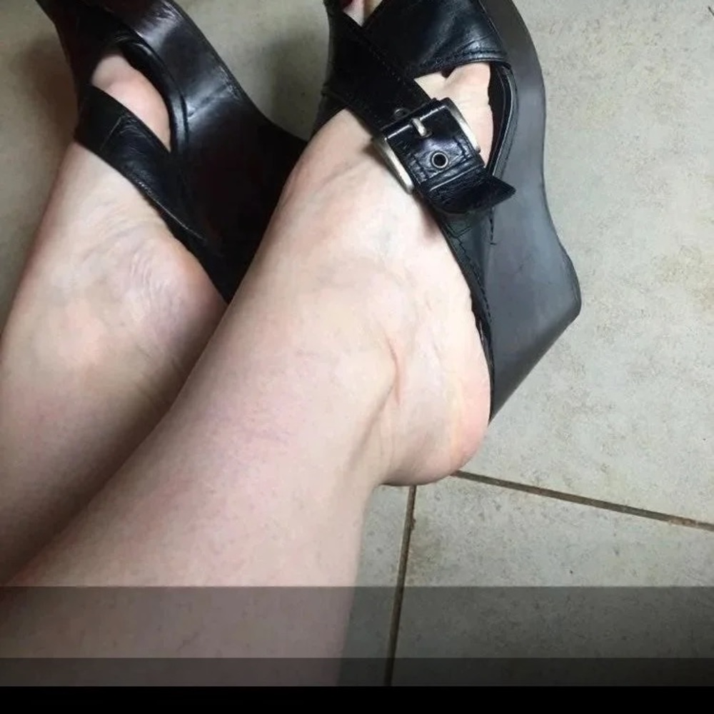 Stuart Weitzman black wedge sandals